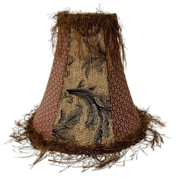Tapestry Lamp Shade Corn Silk Fringe 9" Light Clip Bell Shaped Victorian Witchy. - Picture 7 of 16